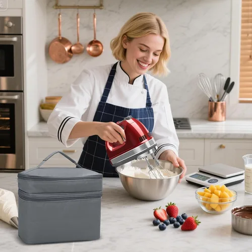 Vista 6 de Funda para batidora de mano para ayuda de cocina, bolsa de almacenamiento de accesorios para licuadora de inmersión, bolsa de transporte de mano