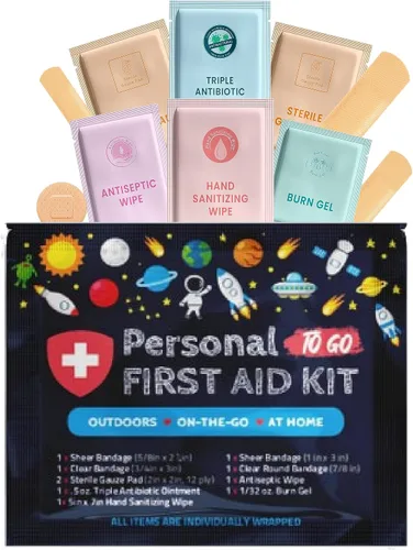 Vista 13 de Kit de primeros auxilios portátil de tamaño de viaje, perfecto para el hogar, oficina, automóvil, escuela, negocios, viajes, senderismo, universidad