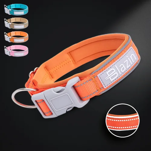 Vista 10 de BLAZIN Collar reflectante para perro con diseño de cierre de junta tórica para perros sensibles, acolchado de neopreno suave, collares para perros O