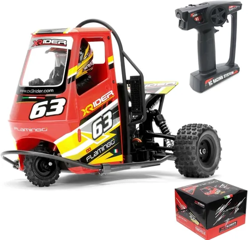 Vista 9 de HTLNUZD 1/8 RC X-Rider Flamingos 2.4G 3WD 2 en 1 ESC Triciclo eléctrico de alta velocidad para motocicleta Triciclo RTR Drift Vehículos para adultos