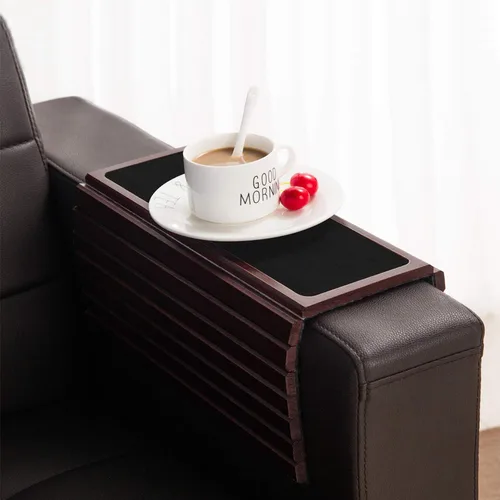 Vista 6 de GEHE Bandeja para Brazo de Sofá, Reposabrazos Flexible/Desplegable, Soporte para Tazas de Brazo de Sofá, Ideal para Bebidas, Snacks y Control