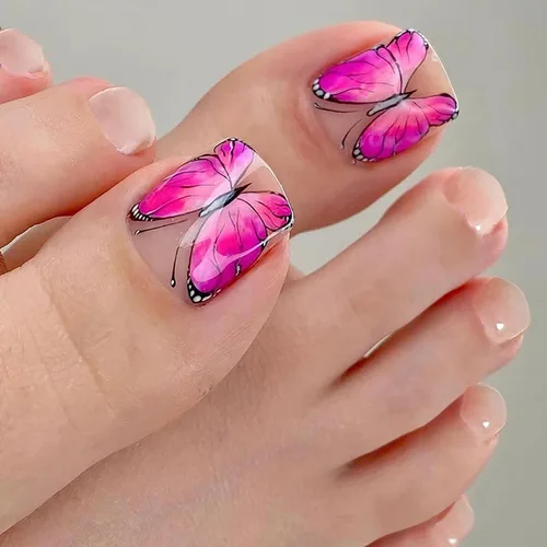 Vista 46 de Uñas postizas acrílicas artificiales, uñas de ataúd a presión con diseños de línea francesa, uñas postizas reutilizables de cobertura completa