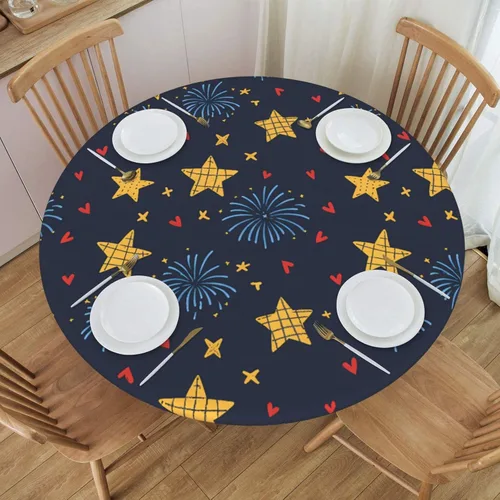 Vista 8 de Decorative Round Tablecloth Fitted Elastic 26" - 30" Butterfly Waterproof Table Cloth Cover Stretch Table Pad Cover for Parties Weddings Banquet