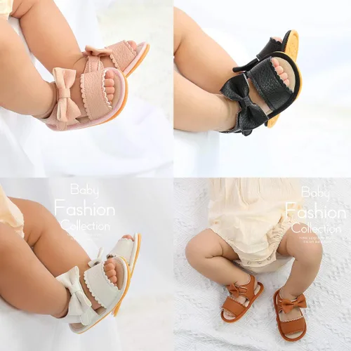 Vista 2 de COSANKIM Sandalias para bebé niña con suela de goma para verano para exteriores primer andador cuna zapatos de vestir para bebé
