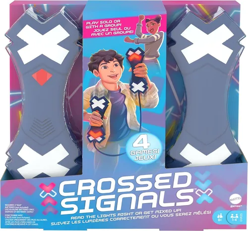 Vista 7 de Mattel Games Juego electrónico de señales cruzadas con par de varitas de luz parlante, juega solo o con hasta 4 jugadores, mueve las varitas hacia