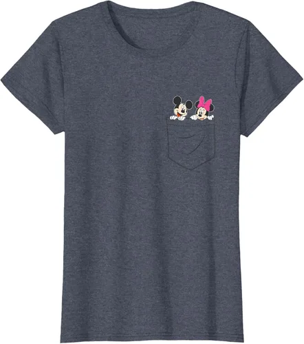 Vista 52 de Disney Mickey & Minnie Mouse - Camiseta de bolsillo pequeño para pareja