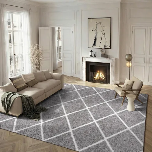 Vista 49 de SAFAVIEH Tahoe Shag Collection - Alfombra para pasillo, 2 x 9 pies, diseño de enrejado, no desprende pelusa y de fácil cuidado, 1.2 pulgadas