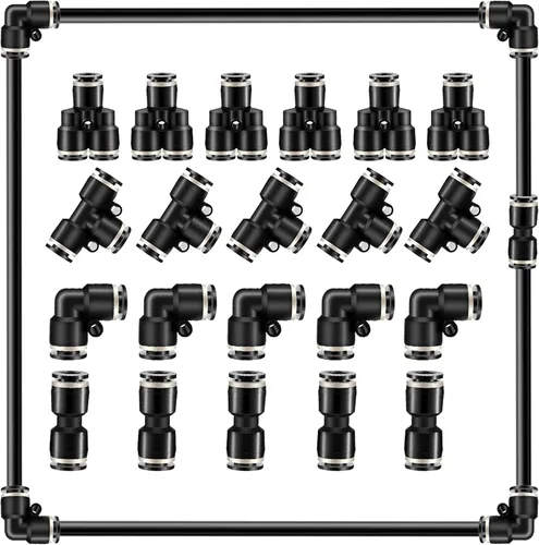 Vista 6 de Utah Pneumatic 1/2 Conexiones de empuje para conectar, codo de aire, línea de aire, unión de línea de aire, accesorios de conexión rápida, codo