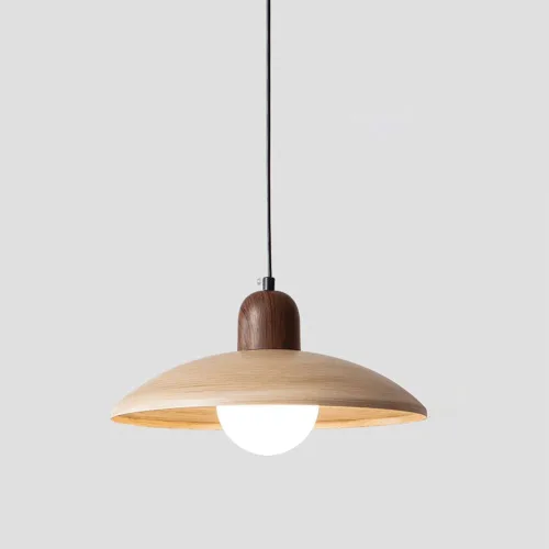 Vista 4 de Mid Century Vintage Pendant Lights, Modern White Glass Shade Ceiling Hanging Lighting, 11.8IN Large Wooden Chandelier for Dining Living Room Bedroom