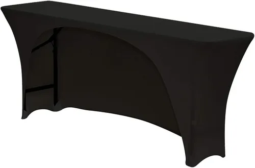 Vista 2 de YOUR CHAIR COVERS - Mantel elástico rectangular de elastano de 6 pies x 18 pulgadas, con espalda abierta para aula, color negro