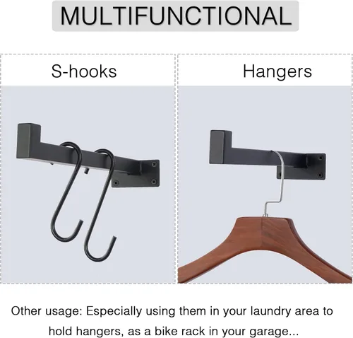 Vista 5 de OVOV Paquete de 6 soportes de estante negros de 6 pulgadas con soporte de estante industrial para almacenamiento de cocina, baño, soporte de estante