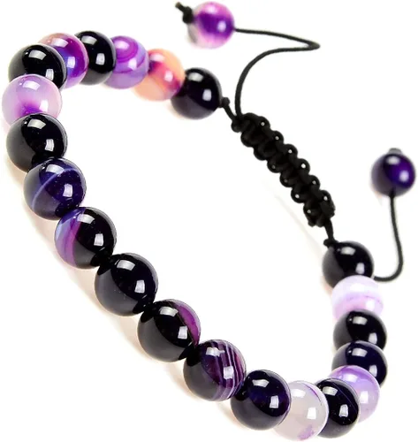 Vista 58 de MASSIVE BEADS - Pulseras ajustables unisex de cuentas de cristal de piedras preciosas con poder curativo natural, de macramé Piedras de 7 chakras