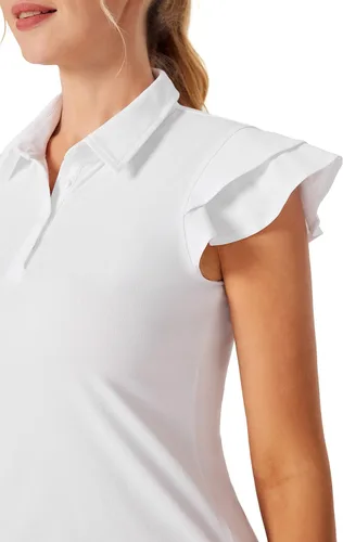 Vista 6 de JACK SMITH Polo de golf para mujer, con volantes, sin mangas, absorbe la humedad, camisetas deportivas ligeras