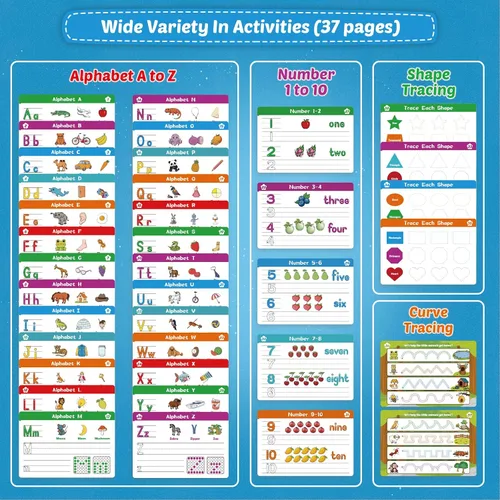 Vista 2 de Aizweb Práctica de escritura a mano para niños, aprender a escribir, actividades de aprendizaje preescolar preescolar de jardín de infantes, libro