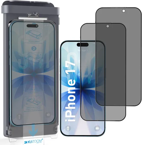 Vista 10 de KUZOOM Protector de pantalla para iPhone, paquete de 2 (negro, iPhone 17 Air)