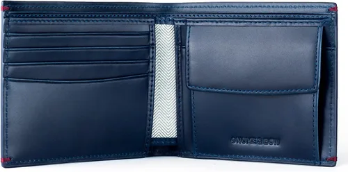 Vista 3 de Gnome Bow - Cartera plegable Gulliver para monedas cuero encerado RFID Azul Casual