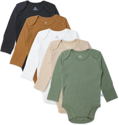 Vista 5 de HonestBaby Baby-girls - Paquete de 5 mamelucos de manga larga de una pieza 100% algodón orgánico para bebés y niñas Negro
