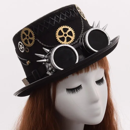 Vista 3 de GRACEART Sombreros unisex steampunk con gafas para mujeres y hombres