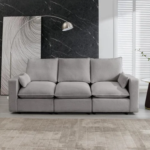 Vista 32 de Moderno sofá modular grande en forma de U, sofá cama convertible con diván reversible para sala de estar, asiento de almacenamiento, adecuado