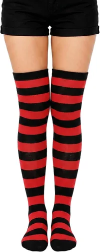 Vista 17 de Calcetines altos para mujer, calcetines altos a rayas hasta el muslo Bandera estadounidense