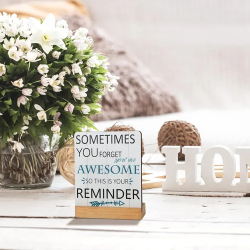 Vista 4 de Namalu Decoración de escritorio con citas inspiradoras, regalos para mujeres, Sometimes You Forget You Are Awesome Oficina Motivacional Decoración