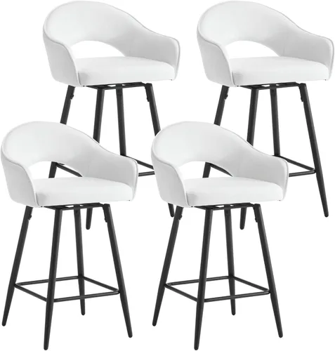 Vista 12 de DUOMAY Juego de 2 taburetes de bar giratorios, modernos taburetes de altura de mostrador de 26 pulgadas, silla de isla de cocina tapizada de Blanco