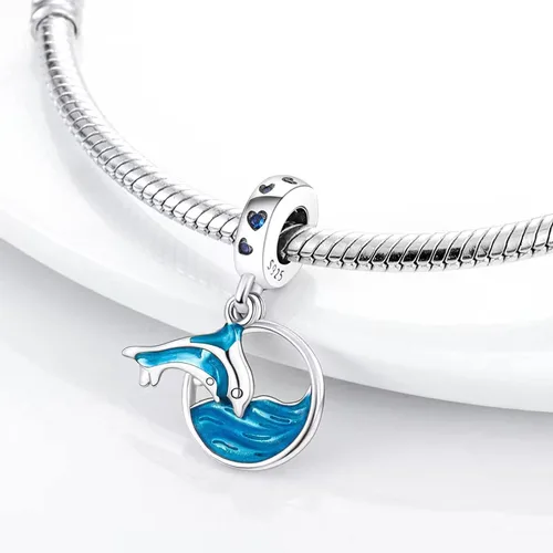Vista 2 de Cuentas de plata de ley 925 multicolor para pulseras Pandora, regalo de joyería de mamá, colgante de collar de mujer, dije de pulsera Gir, Plata
