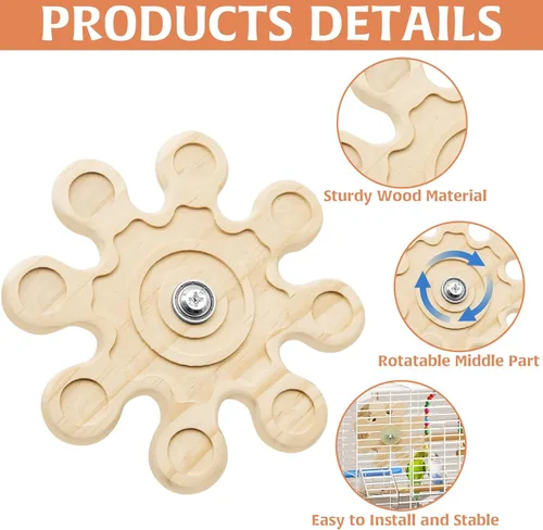 Vista 3 de Juguetes masticables de Chinchilla, dientes de madera natural, juguetes de conejillo de indias para jaula de copo de nieve, juguetes giratorios