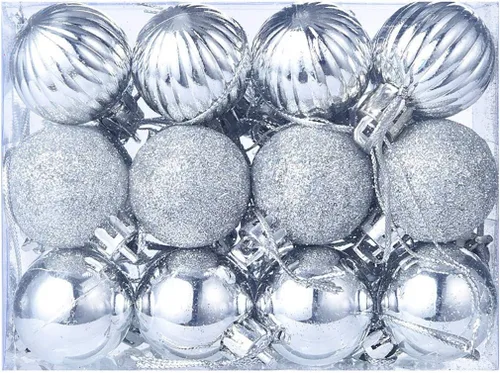 Vista 18 de QueenBox® 24 bolas de Navidad de plástico de 1.18 pulgadas para decoración de árbol de Navidad, vacaciones y fiestas