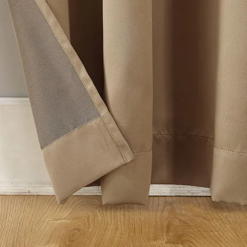 Vista 3 de Sun Zero Barrow - Cortina de eficiencia energética con bolsillo para barra, par de paneles Beige pardo