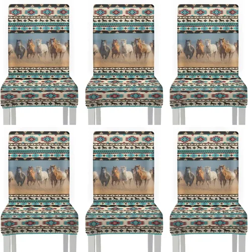 Vista 43 de Rnyleeg Juego de 1 fundas para sillas étnicas para sala de estar, sin brazos, estampado tribal azteca, elásticas, fundas protectoras para sillas