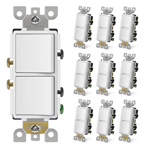 Vista 9 de CML Interruptor de Luz Decorativo de Doble Balancín, Interruptor de Pared de Paleta de Polo Simple Dual, Interruptor Eléctrico de Encendido/Apagado