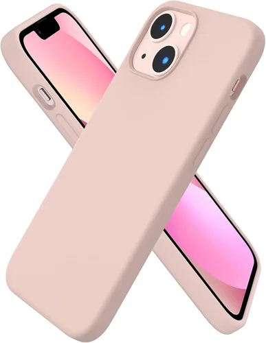 Vista 12 de ORNARTO - Funda compatible con iPhone 13 Mini, goma de gel suave de 3 capas de silicona líquida delgada con microfibra, 13,7 cm, azul Caucho