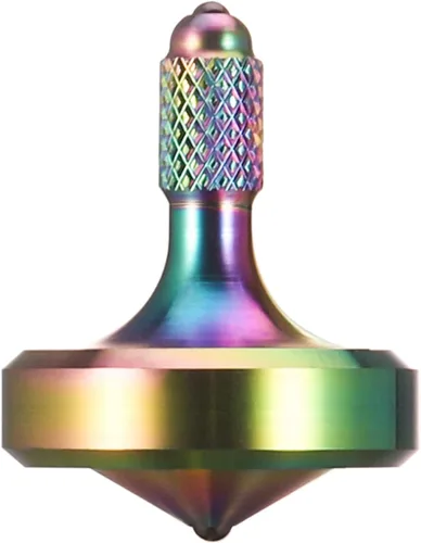 Vista 13 de Exquisita parte superior giratoria de metal, juguete para ansiedad de acero inoxidable muy bien mecanizado, equilibrio perfecto durante más de 9