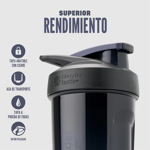 Vista 2 de BlenderBottle Sport Flip Tritan - Botella agitadora de 24 onzas, color negro