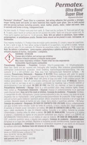 Vista 4 de Permatex 21309 Ultra Bond Super Pegamento, 0.18 oz