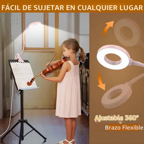 Vista 5 de Lámpara de escritorio iZELL, [3 modos de color y 10 niveles de brillo] luz LED de lectura con abrazadera, brazo flexible de silicona, luz de libro