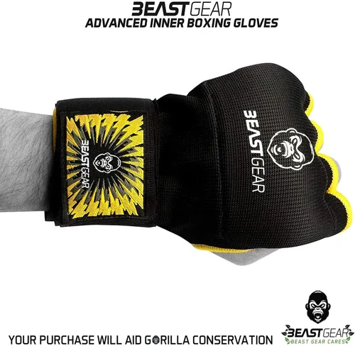 Vista 8 de Beast Gear Guantes interiores de boxeo con relleno de gel, correas de muñeca rápidas de 39.4 in para hombres y mujeres - MMA, Muay Thai, Kickboxing