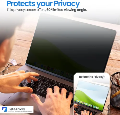 Vista 3 de Pantalla magnética de privacidad para MacBook Air de 13 pulgadas (2022-2025 M2-M4 Max), antirreflejo, protector de luz azul, resistente a