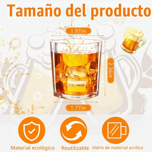 Vista 2 de Dingion Paquete de 24 vasos de chupito de base pesada de acrílico a granel