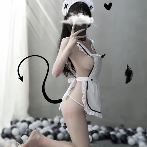 Vista 7 de LureZone Lencería sexy francesa para mujer, vestido de muñeca sexy para juegos de rol