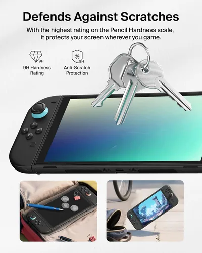 Vista 5 de Belkin TemperedGlass - Protector de pantalla antirreflectante para Nintendo Switch de dureza 2-9H, delgado, resistente a los arañazos, incluye marco