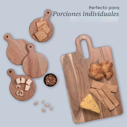 Vista 5 de TFLC - Juego de 4 mini tablas de embutidos, 7 x 5 x 0.6 pulgadas de grosor Natural