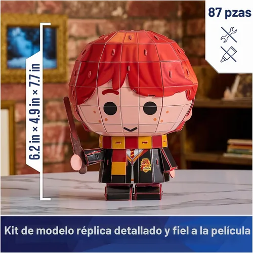 Vista 2 de 4D Build, Kit de maqueta 3D de Ron Weasley de Harry Potter, artículos coleccionables de Harry Potter y decoración de escritorio, rompecabezas