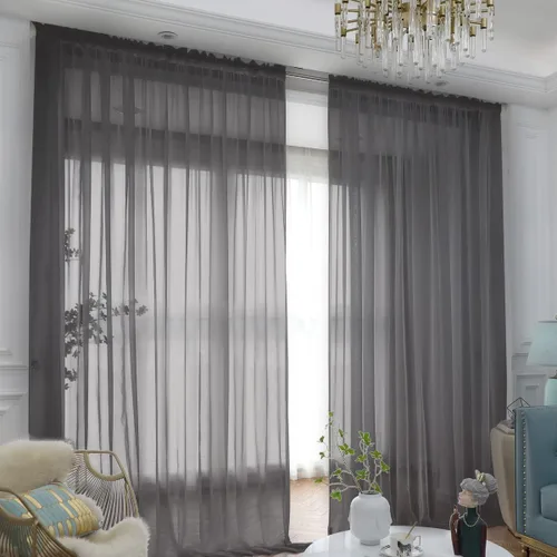 Vista 25 de L&TEC Cortinas traslúcidas para la ventana de color beige, 2 paneles de 48x45 pulgadas, con bolsillo básico para la barra de la cortina