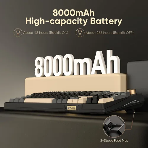 Vista 7 de RedThunder Teclado mecánico inalámbrico K95, pantalla y perilla TFT, Tri-Mode BT5.02.4GHzUSB-C intercambiable en caliente personalizado