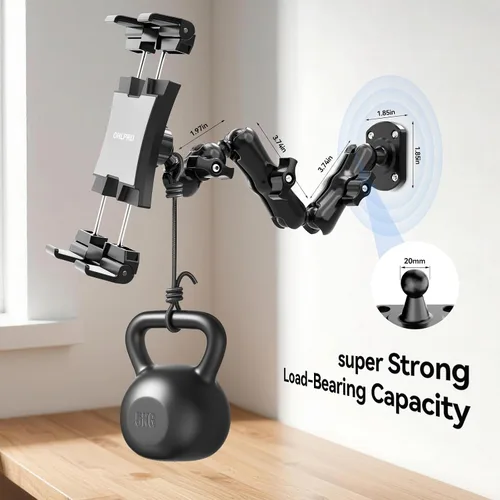 Vista 6 de OHLPRO Soporte de tableta con base de taladro resistente para coche y camión, soporte para tablero de instrumentos con brazo ajustable de 360 etapas