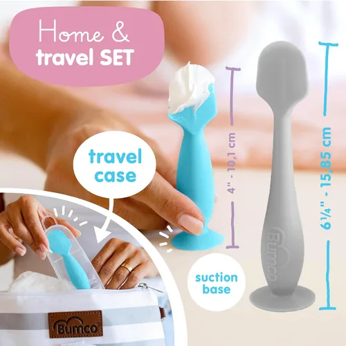 Vista 3 de Bumco - Espátula de crema para pañales para el hogar y los viajes, aplicador de crema para pañales sin BPA, aplicador de crema suave para dermatitis