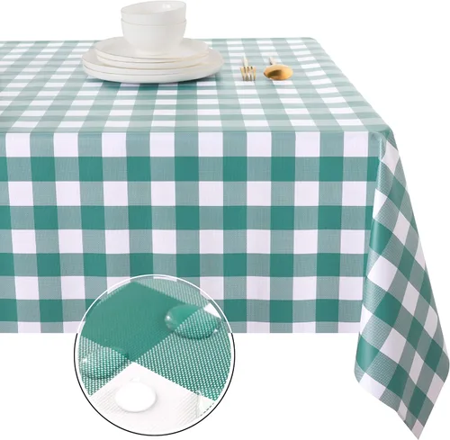 Vista 10 de Obstal Mantel 100% impermeable de PVC, mantel rectangular de vinilo a prueba de aceite y derrames, cubierta de mesa lavable para uso en exteriores e