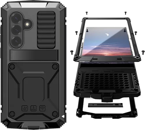 Vista 28 de Simicoo Samsung S22 - Funda de metal con protector de pantalla y protector de cámara, resistente a los golpes, con soporte, cubierta completa